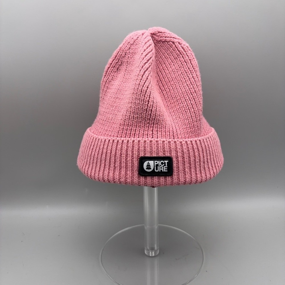 Picture Organic Beanie Womens OS Pink Ribbed Knit Eco-Friendly Outdoor Gorpcore